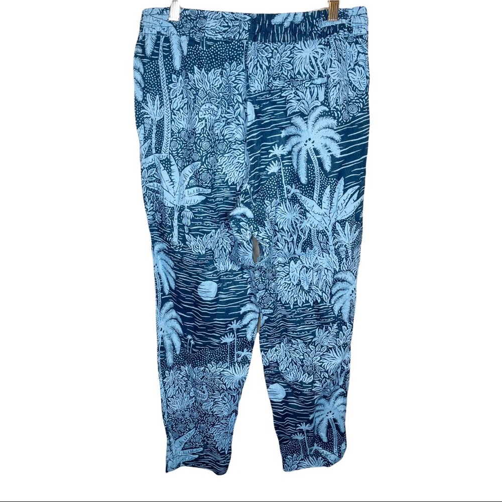 H&M x Desmond & Dempsey Tropical Botanical Print Linen Pants Size 8 - Picture 3 of 7